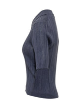 ATOMO FACTORY - Ribbed Short Sleeve Polo - Blue - LIDIASHOPPING® - Official Website