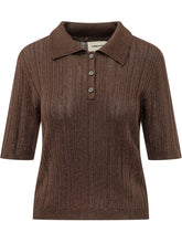 ATOMO FACTORY - Ribbed Knit Polo with Buttons - Brown - LIDIASHOPPING® - Official Website