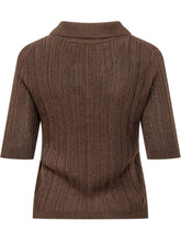 ATOMO FACTORY - Ribbed Knit Polo with Buttons - Brown - LIDIASHOPPING® - Official Website