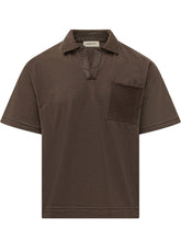 ATOMO FACTORY - Jersey Polo with Open Collar and Pocket - Brown - LIDIASHOPPING® - Official Website