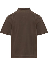 ATOMO FACTORY - Jersey Polo with Open Collar and Pocket - Brown - LIDIASHOPPING® - Official Website