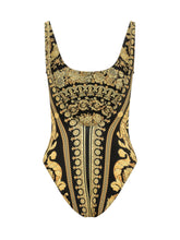 VERSACE - Costume Intero con Spalline e Stampa Ornamentale - Nero - LIDIASHOPPING® - Official Website