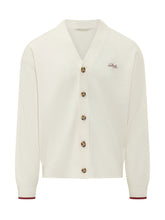 DROLE DE MONSIEUR - Cardigan con Scollo a V e Logo Ricamato - Bianco - LIDIASHOPPING® - Official Website