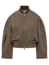 GANNI - Cropped Bomber Jacket with High Collar - Brown - LIDIASHOPPING® - Official Website