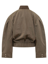 GANNI - Cropped Bomber Jacket with High Collar - Brown - LIDIASHOPPING® - Official Website