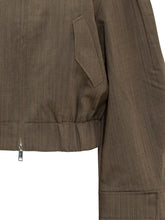GANNI - Cropped Bomber Jacket with High Collar - Brown - LIDIASHOPPING® - Official Website