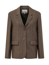 GANNI - Blazer a Righe con Revers - Marrone - LIDIASHOPPING® - Official Website