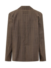 GANNI - Blazer a Righe con Revers - Marrone - LIDIASHOPPING® - Official Website