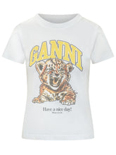 GANNI - Baby Fit T-shirt with Tiger Print - White - LIDIASHOPPING® - Official Website