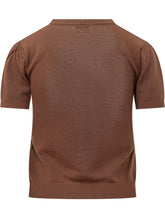 GANNI - T-shirt Argyle con Maniche Corte - Marrone - LIDIASHOPPING® - Official Website