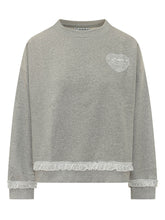 GANNI - Felpa Girocollo con Bordo in Pizzo - Grigio - LIDIASHOPPING® - Official Website