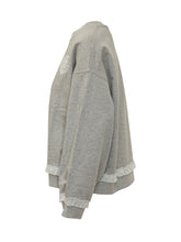 GANNI - Felpa Girocollo con Bordo in Pizzo - Grigio - LIDIASHOPPING® - Official Website