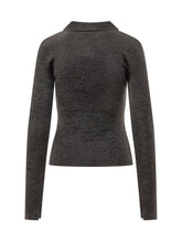 GANNI - Polo a Coste con Bottoni Gioiello - Nero - LIDIASHOPPING® - Official Website