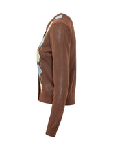 GANNI - Cardigan Argyle con Bottoni - Marrone - LIDIASHOPPING® - Official Website