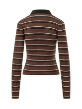 GANNI - Polo a Righe con Maniche Lunghe - Marrone - LIDIASHOPPING® - Official Website