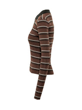 GANNI - Polo a Righe con Maniche Lunghe - Marrone - LIDIASHOPPING® - Official Website