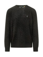 POLO RALPH LAUREN - Maglia a Trecce con Logo Ricamato - Nero - LIDIASHOPPING® - Official Website