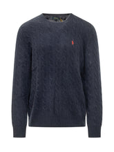 POLO RALPH LAUREN - Maglia Girocollo con Motivo a Trecce - Blu - LIDIASHOPPING® - Official Website