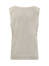 EXTERIOR - Top in Maglia Smanicato con Scollo a V - Argento - LIDIASHOPPING® - Official Website