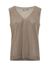 EXTERIOR - Top in Maglia Smanicato con Scollo a V - Marrone - LIDIASHOPPING® - Official Website