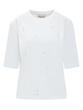 SEMICOUTURE - Cristina T-shirt con Applicazioni - Bianco - LIDIASHOPPING® - Official Website