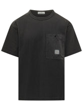 STONE ISLAND - T-shirt con Tasca Applicata - Nero - LIDIASHOPPING® - Official Website