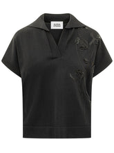ALPHA STUDIO - Polo con Maniche Kimono e Ricamo - Nero - LIDIASHOPPING® - Official Website