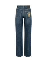 STELLA MCCARTNEY - Jeans a Gamba Ampia con Ricamo - Blu - LIDIASHOPPING® - Official Website