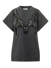 STELLA MCCARTNEY - T-shirt con Inserto in Pizzo - Nero - LIDIASHOPPING® - Official Website