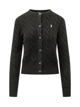POLO RALPH LAUREN - Cardigan a Trecce con Bottoni - Nero - LIDIASHOPPING® - Official Website