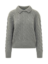 POLO RALPH LAUREN - Pullover a Trecce con Colletto - Grigio - LIDIASHOPPING® - Official Website