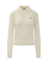 POLO RALPH LAUREN - Cable Knit Polo with Button Fastening - White - LIDIASHOPPING® - Official Website