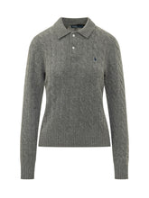 POLO RALPH LAUREN - Polo a Maniche Lunghe con Lavorazione a Trecce - Grigio - LIDIASHOPPING® - Official Website
