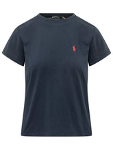 POLO RALPH LAUREN - T-shirt Girocollo con Ricamo Logo - Blu - LIDIASHOPPING® - Official Website