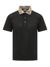 BURBERRY - Polo Evan con Collo Check - Nero - LIDIASHOPPING® - Official Website
