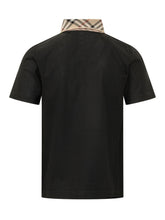BURBERRY - Polo Evan con Collo Check - Nero - LIDIASHOPPING® - Official Website