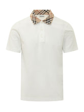 BURBERRY - Polo Evan con Collo Check - Bianco - LIDIASHOPPING® - Official Website