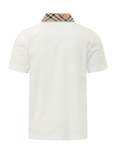 BURBERRY - Polo Evan con Collo Check - Bianco - LIDIASHOPPING® - Official Website