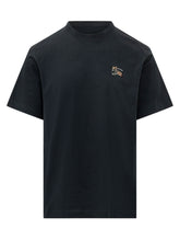 BURBERRY - T-shirt Seth con Ricamo Logo sul Petto - Blu - LIDIASHOPPING® - Official Website