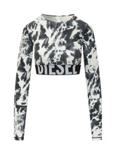 DIESEL - Top Melissa Cropped con Stampa Astratta - Nero - LIDIASHOPPING® - Official Website