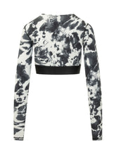 DIESEL - Top Melissa Cropped con Stampa Astratta - Nero - LIDIASHOPPING® - Official Website