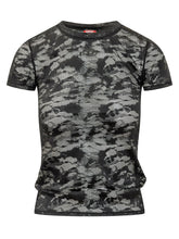 DIESEL - Kasia T-shirt Effetto Pizzo Floreale - Nero - LIDIASHOPPING® - Official Website