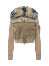 DIESEL - Giacca Ustav con Collo Effetto Pelliccia - Verde - LIDIASHOPPING® - Official Website