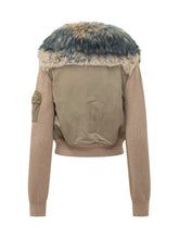 DIESEL - Giacca Ustav con Collo Effetto Pelliccia - Verde - LIDIASHOPPING® - Official Website
