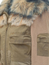 DIESEL - Giacca Ustav con Collo Effetto Pelliccia - Verde - LIDIASHOPPING® - Official Website