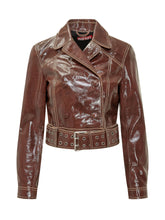 DIESEL - Giacca Cropped Doppiopetto con Cintura - Marrone - LIDIASHOPPING® - Official Website