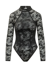 DIESEL - Body Vivian Effetto Pizzo Floreale - Nero - LIDIASHOPPING® - Official Website