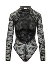 DIESEL - Body Vivian Effetto Pizzo Floreale - Nero - LIDIASHOPPING® - Official Website