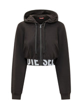 DIESEL - Felpa Nika Cropped con Cappuccio - Nero - LIDIASHOPPING® - Official Website