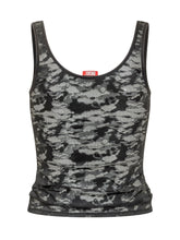 DIESEL - Top Lily Effetto Pizzo Floreale - Nero - LIDIASHOPPING® - Official Website